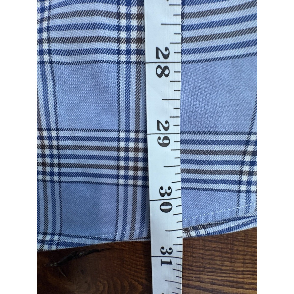 Brooks Brothers Dress Shirt Mens 17.5 34 Blue/Brown Plaid NonIron Stretch Supina - Picture 6 of 9